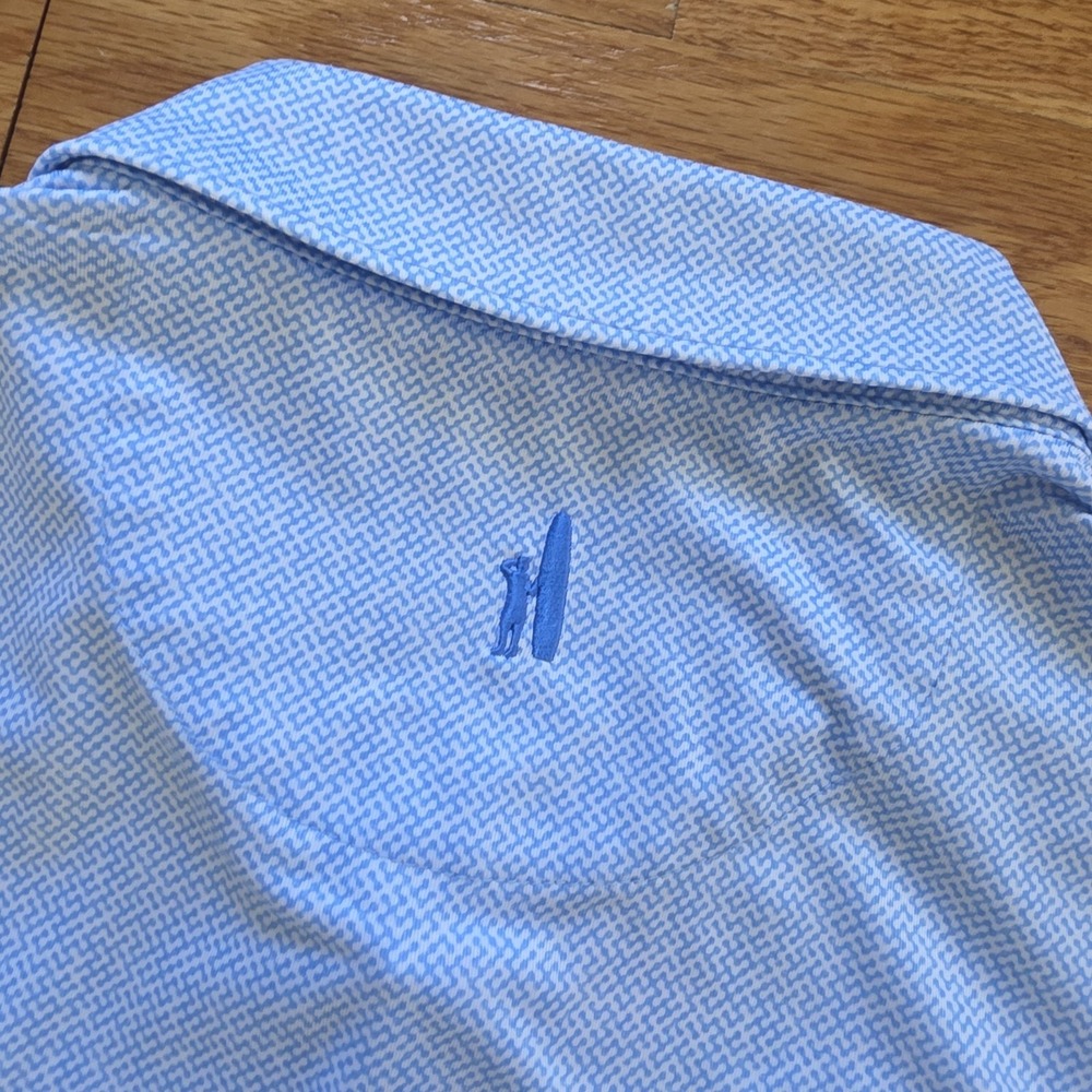 Johnnie O Performance Polo Mens Large Blue White With Logos - Picture 10 of 14